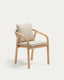 Malaret stackable chair in FSC 100% solid eucalyptus wood and beige cord
