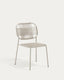 Talaier stackable outdoor chair in synthetic rope and galvanised steel with beige finish