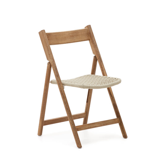 Dandara solid acacia wood folding chair, steel structure and white cord, FSC 100%