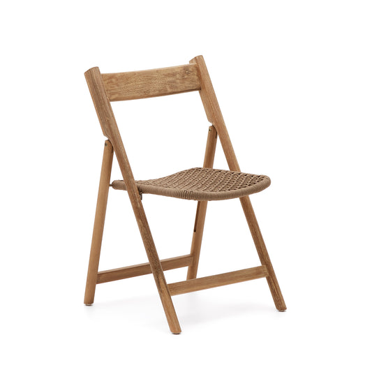 Dandara folding chair in solid acacia wood with steel structure and beige cord FSC 100%