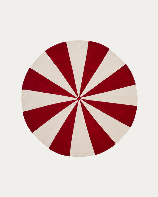 Wirla beige and red, 100% cotton rug, Ø 100 cm
