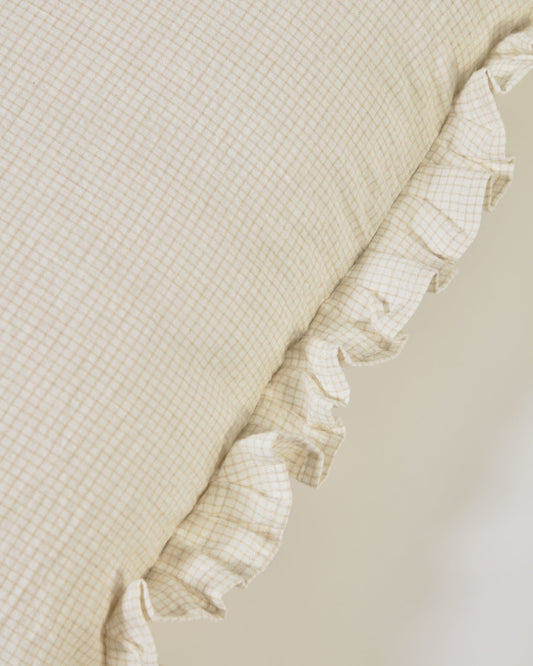 Nacha cotton and linen cushion cover in beige 45 x 45 cm