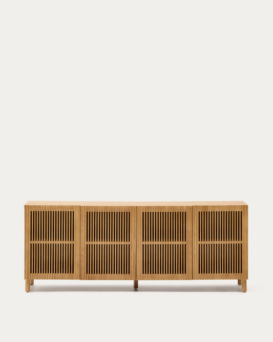 Beyla 4-door sideboard in solid ash wood and oak veneer 180 x 71.5 cm FSC 100%
