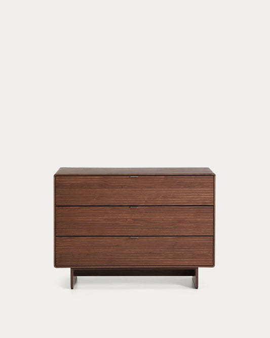  놀렌 FSC Mix Credit 인증 월넛 베니어 3단 서랍장 101 x 75cm