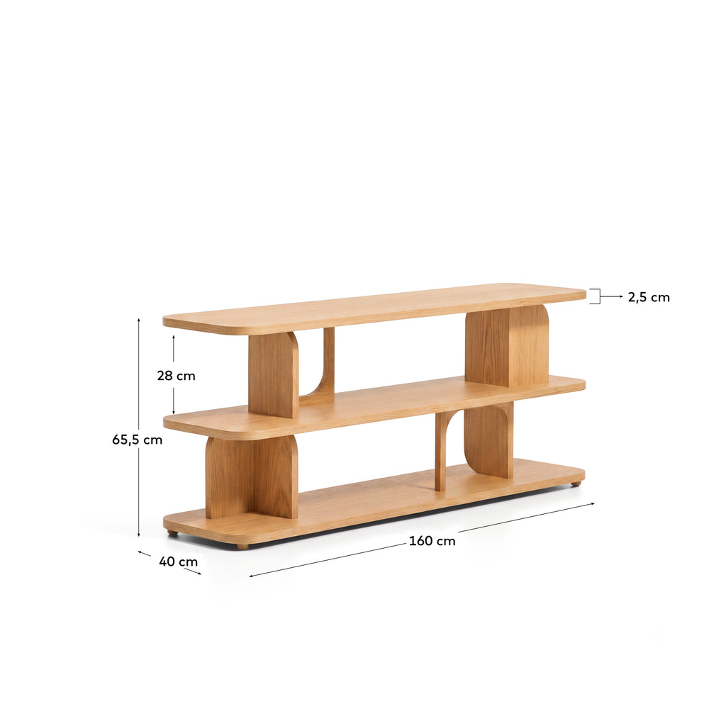 아두마 선반 천연 톤 오크 베니어 마감 FSC 100% 160 x 65 cm