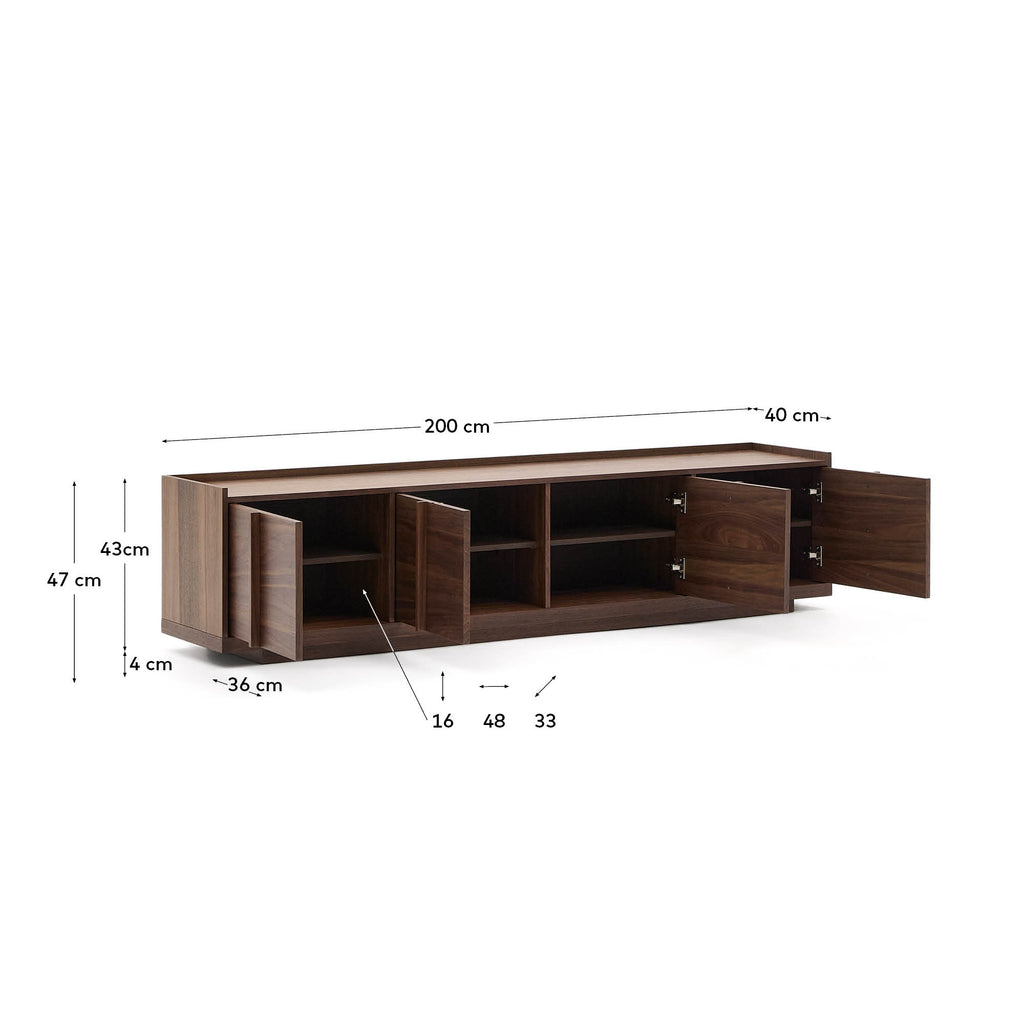 Onix TV stand with a walnut veneer in a dark finish, 200 x 45 cm FSC Mix Credit