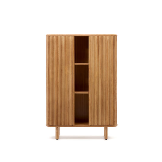 Mailen 2 door highboard in ash veneer with a natural finish 110 x 160 cm