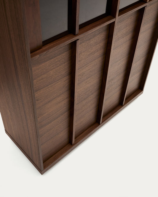 Onix display cabinet solid walnut and walnut veneer dark finish 100 x 170 cm FSC Mix Credit