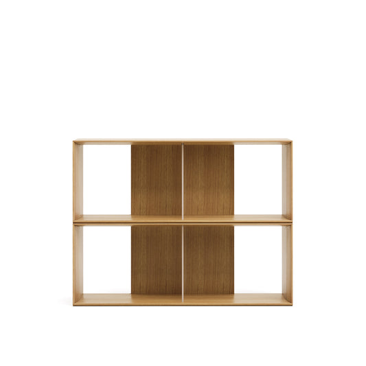 Litto set of 2 modular shelving units in oak wood veneer, 101 x 76 cm