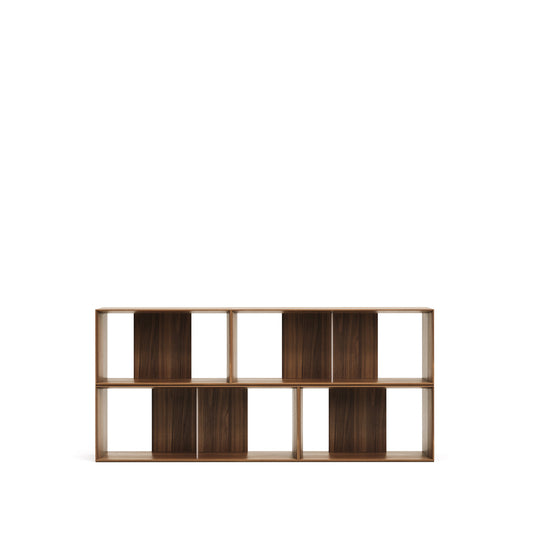 Litto set of 4 modular shelving units in walnut wood veneer, 168 x 76 cm