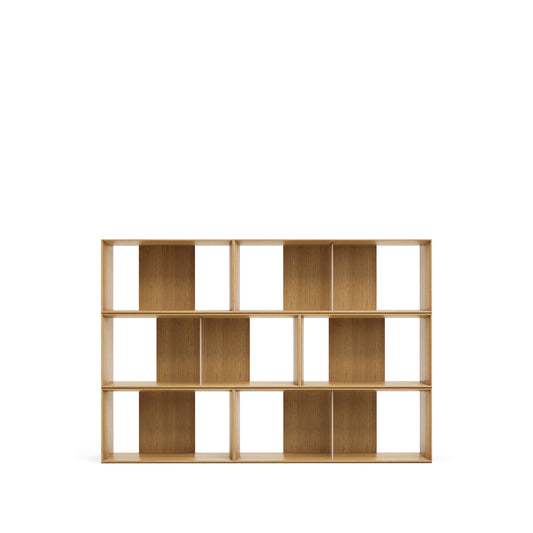 Litto set of 6 modular shelving units in oak wood veneer, 168 x 114 cm