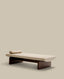 Topaz divan in beige chenille with solid ash wood in a walnut finish, 200 cm FSC 100%