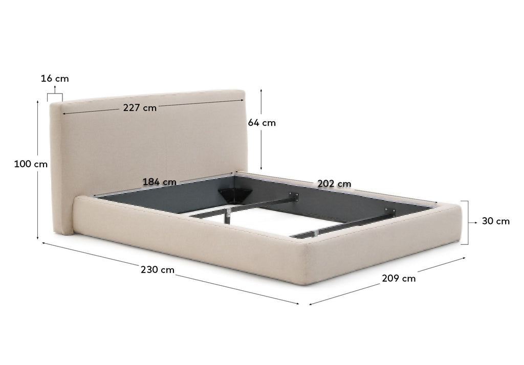 Ecru Blok bed with removable covers for 180 x 200 cm mattress FSC Mix Credit