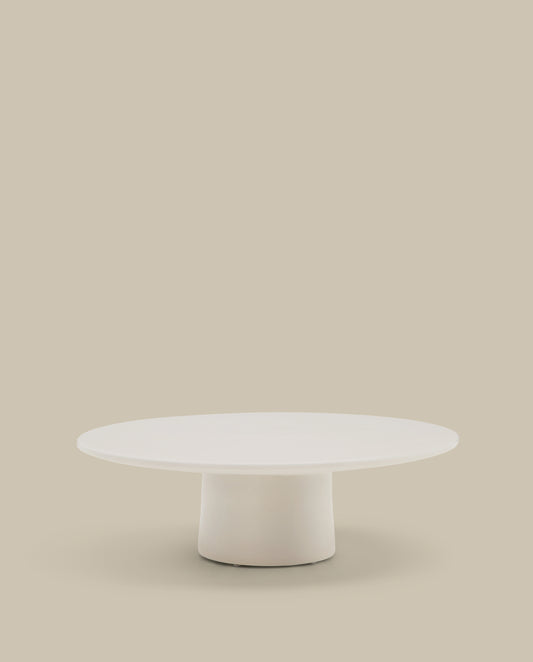 Albanella coffee table in cement with glossy white finish Ø110cm