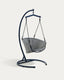 Saliga blue hanging armchair with base in aluminium and synthetic rattan