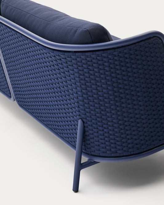 Sedalis outdoor 3-seater sofa in aluminium and blue rope cord 210cm