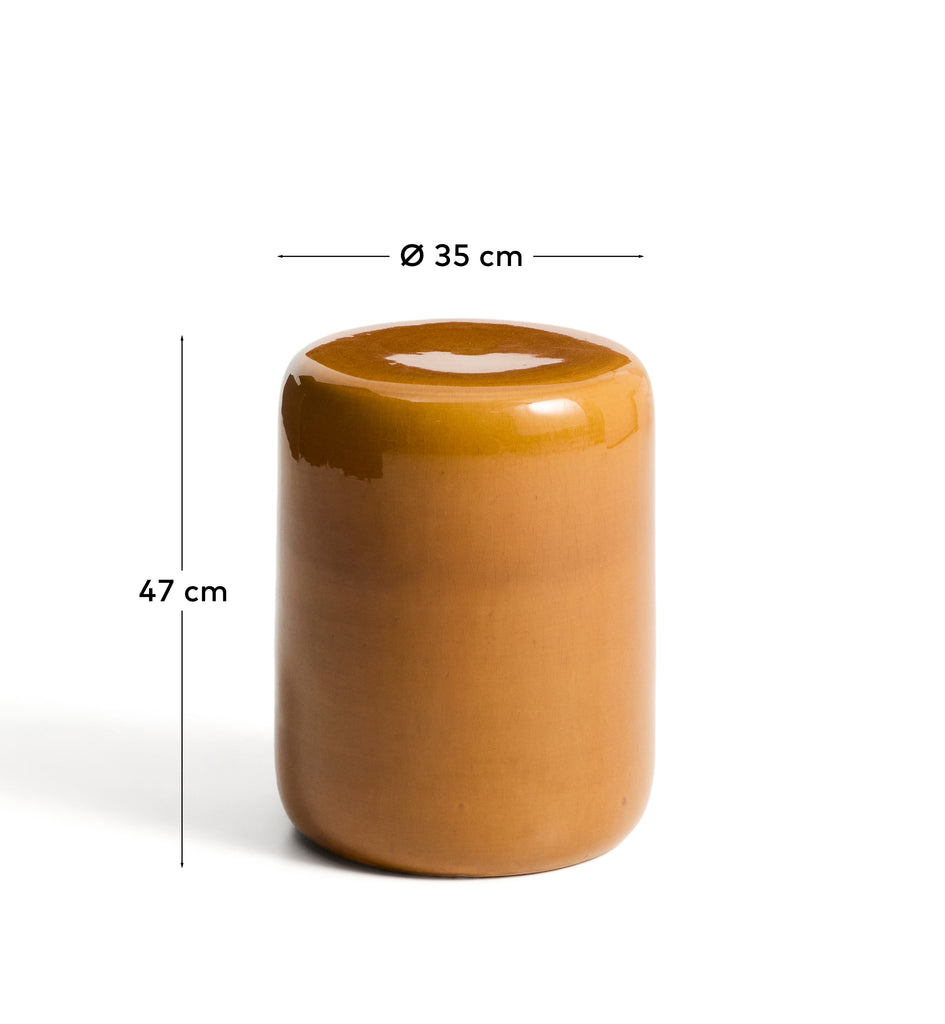 메스카 아웃도어 세라믹 글래이즈드 머스타드 사이드 테이블 Ø 35 cm