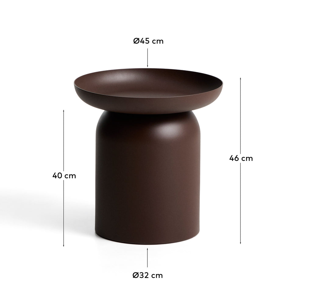 Arcola side table in brown aluminium Ø45cm