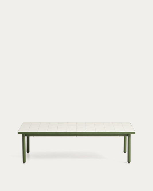 마리나 아웃도어 아연도금 소파테이블 122 x 61cm (그린프레임/에크루 타일)