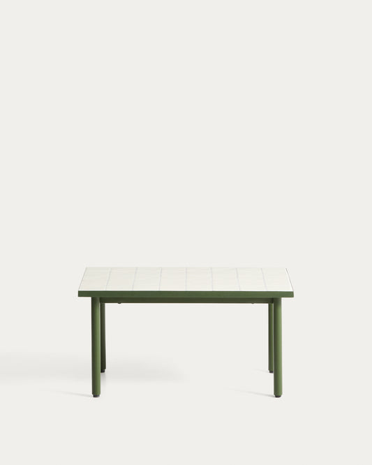 마리나 아웃도어 아연도금 사이드테이블 81 x 51cm (그린프레임/에크루 타일)