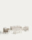 Aleria set with 3-seater sofa, 2 armchairs and coffee table in aluminium and ecru synthetic rope
