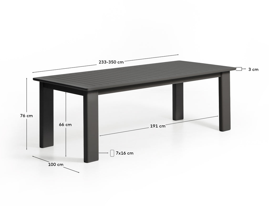 리보르노 알루미늄 확장테이블 233(350) x 100cm (그라파이트)