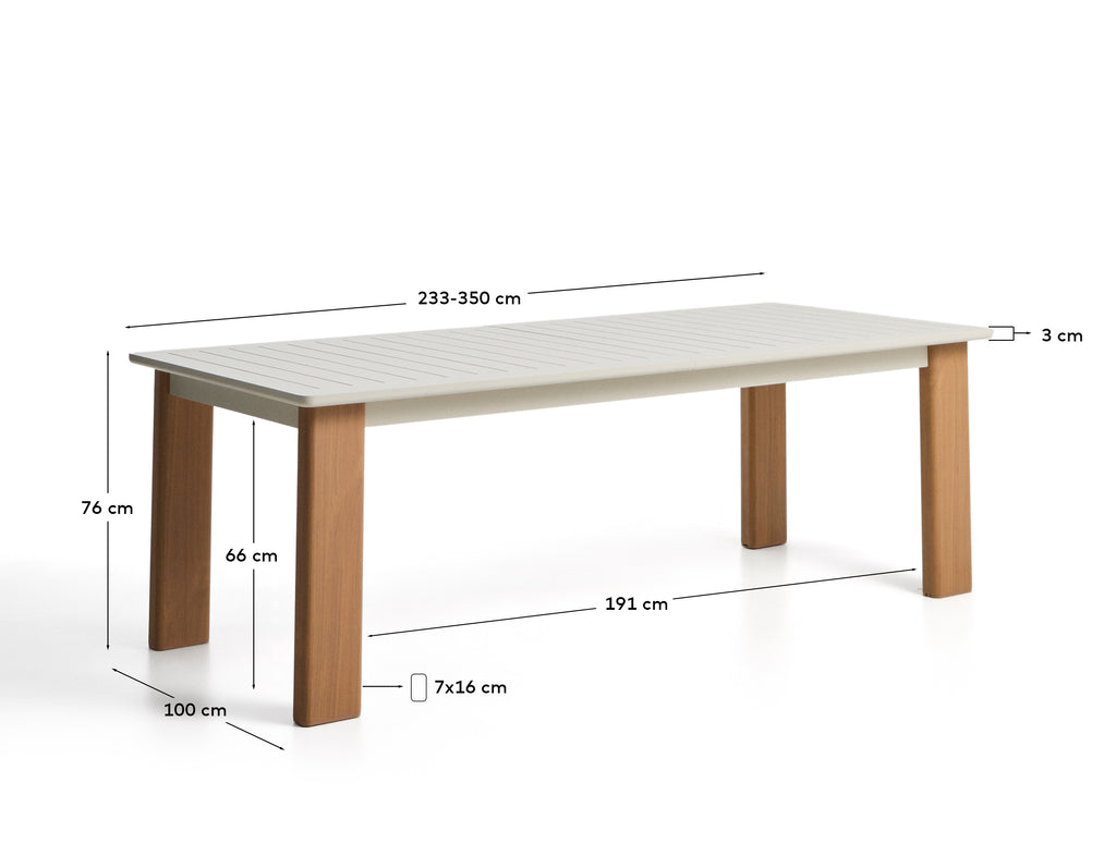 리보르노 알루미늄 확장테이블 233(350) x 100cm (베이지알루미늄)