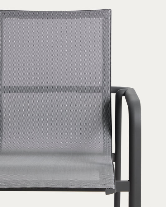 Canea stackable chair in grey texteline and graphite aluminium