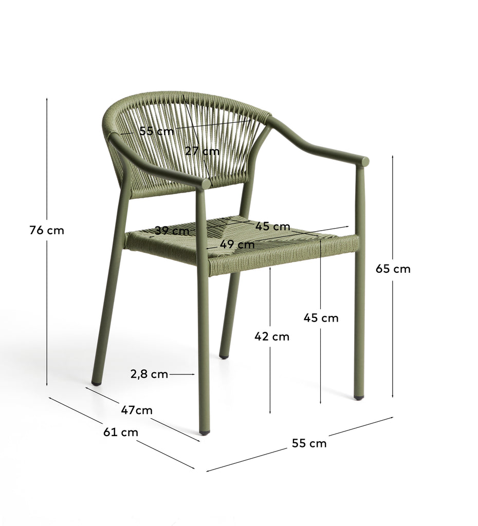 Livadia stackable outdoor chair in green aluminium