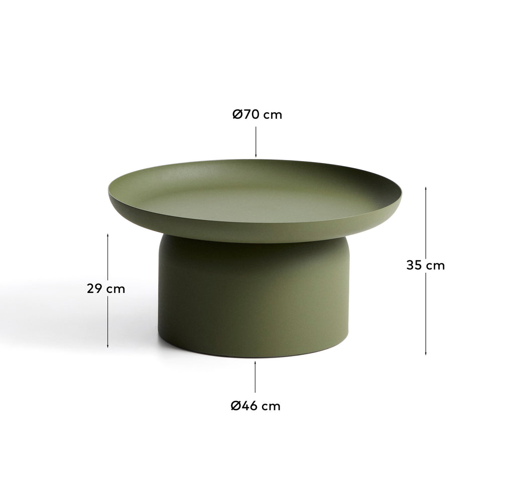 Arcola coffee table in green aluminium Ø70cm
