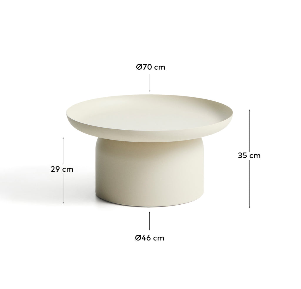 Arcola coffee table in ecru aluminium Ø70cm