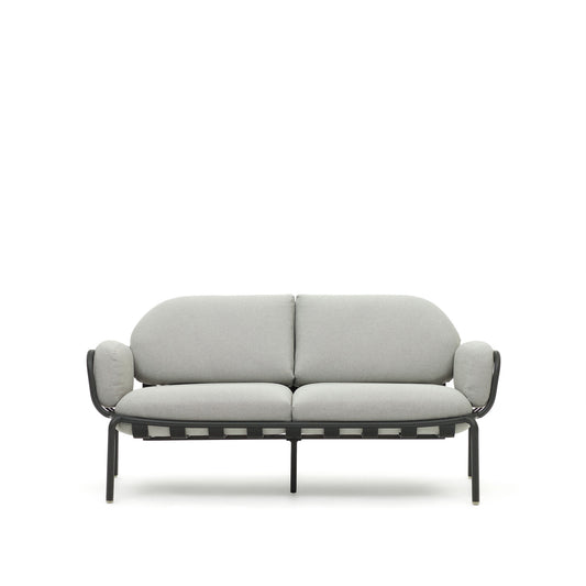 Joncols outdoor aluminium 2 seater sofa with powder coated grey finish, 165 cm