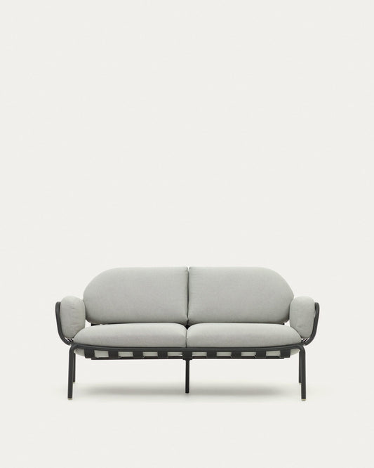 Joncols outdoor aluminium 2 seater sofa with powder coated grey finish, 165 cm