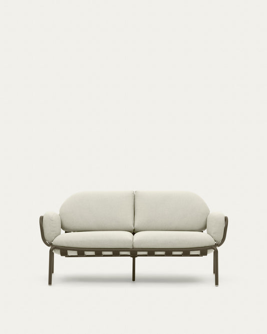 Joncols outdoor aluminium 2 seater sofa with powder coated green finish, 164cm