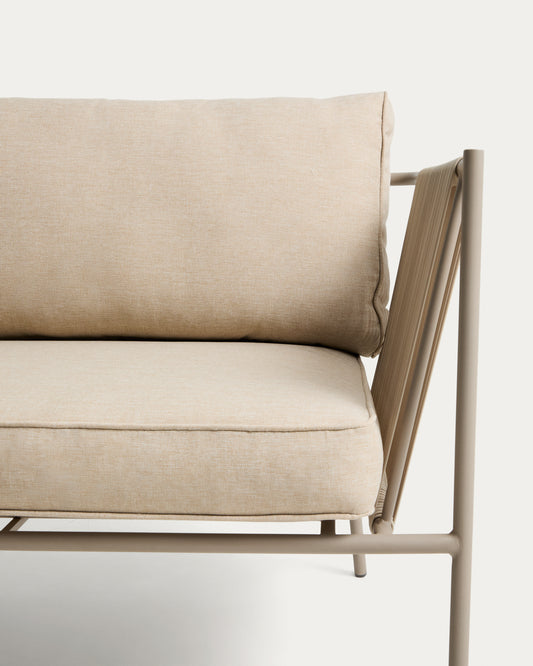 Zivia 2-seater outdoor sofa in ecru rope cord and taupe galvanised steel 178cm