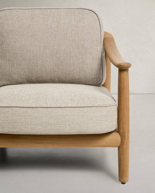 Elunda 3-seater outdoor sofa in solid teak wood FSC 100% 215cm