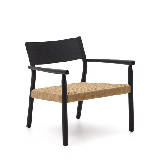 Yalia armchair in solid oak with a black finish and paper rope seat FSC 100%