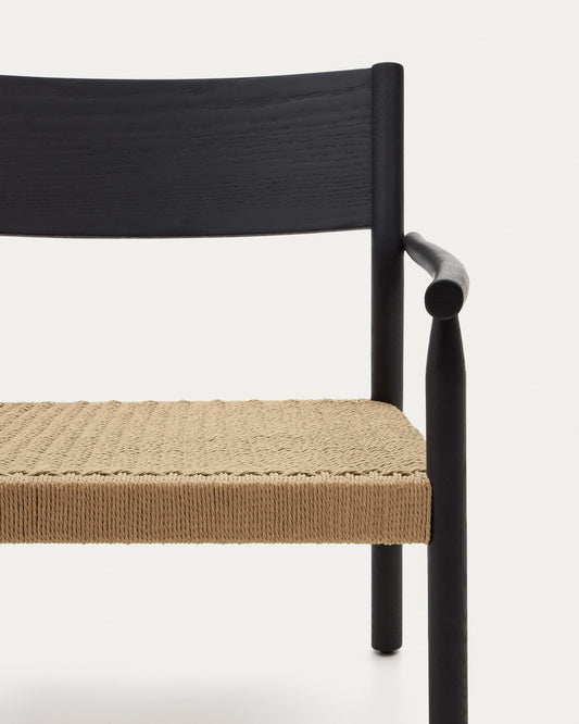 Yalia armchair in solid oak with a black finish and paper rope seat FSC 100%