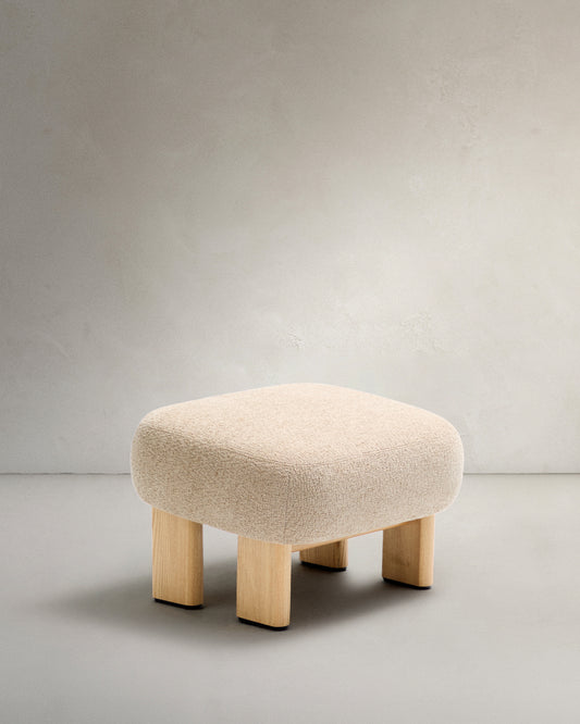 카바나 베이지 셔닐 FSC 100% 네츄럴 애쉬나무 풋레스트 65x55.4 cm