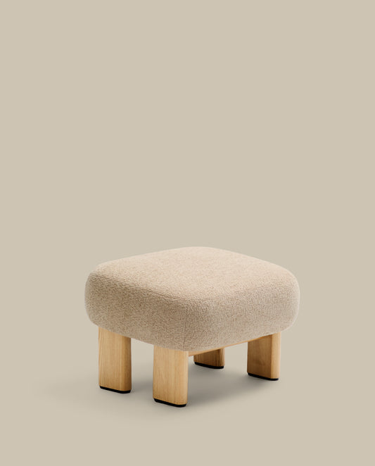 카바나 베이지 셔닐 FSC 100% 네츄럴 애쉬나무 풋레스트 65x55.4 cm