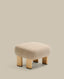 Nema beige chenille footstool with solid ash wood legs natural finish 65x55.4 cm FSC 100%