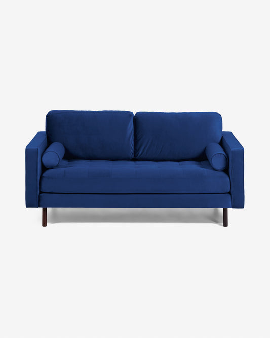 Blue velvet 2 seaters Debra sofa 182 cm