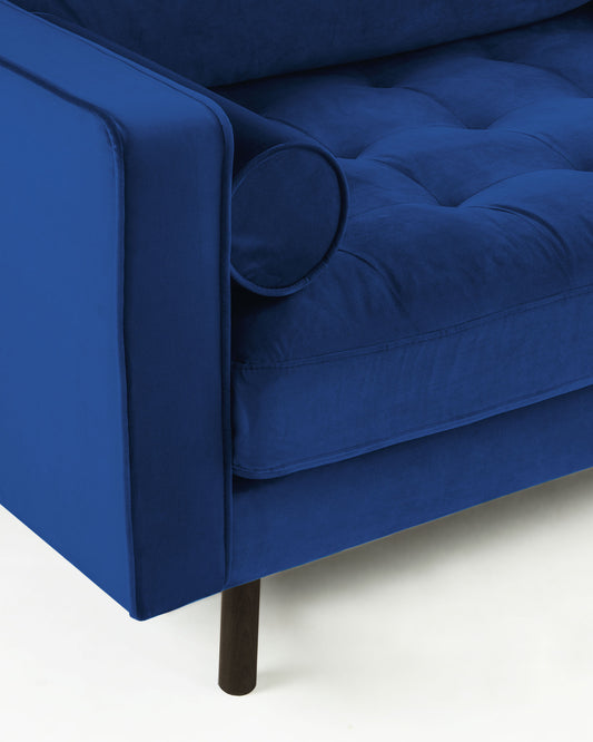 Blue velvet 3 seaters Debra sofa 222 cm