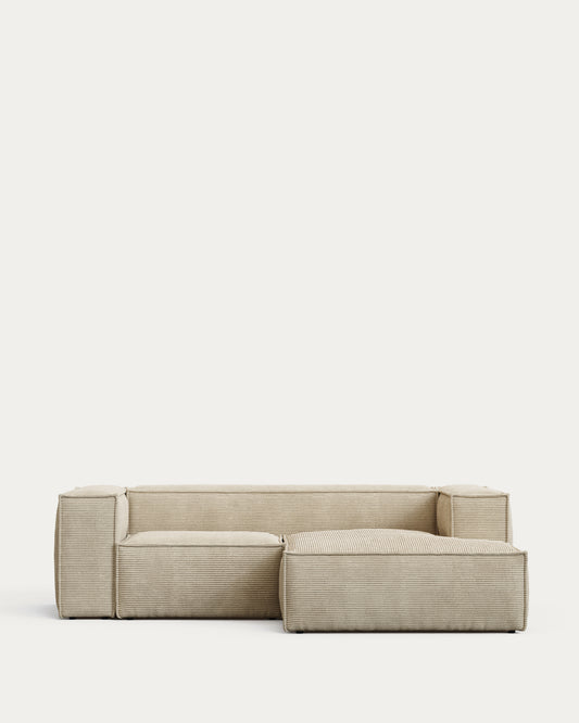 블럭 OEKO-TEX인증 코듀로이 에크루 2인 소파(정면우측카우치형) 240cm