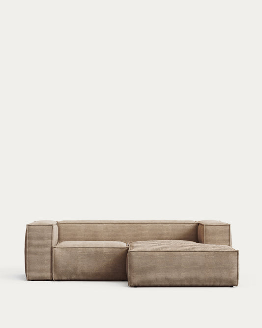 블럭 OEKO-TEX인증 코듀로이 타우페 2인 소파(정면우측카우치형) 240cm