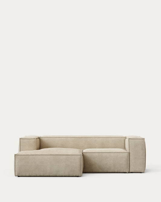 블럭 OEKO-TEX인증 코듀로이 에크루 2인 소파(정면좌측카우치형) 240cm