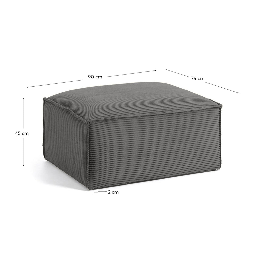 Blok footrest thick grey corduroy 90 x 70 cm