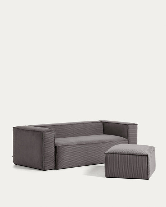 Blok footrest thick grey corduroy 90 x 70 cm