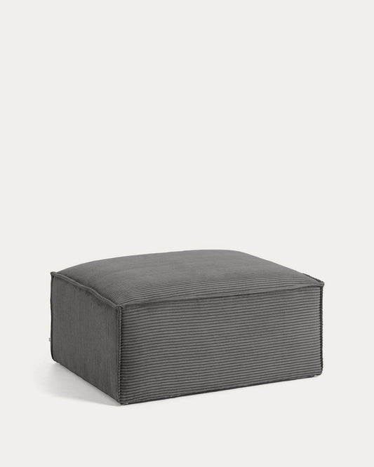 Blok footrest in grey wide seam corduroy, 90 x 70 cm