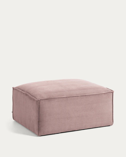 Blok footrest in pink wide seam corduroy, 90 x 74 cm